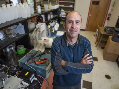 A picture of UM researcher Aaron Thomas in his UM lab.