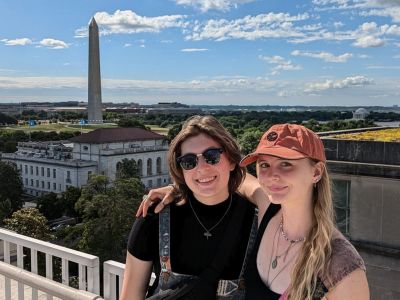Missoula Sentinel High School students Lydia Becker and Alana Brevick explore Washington, D.C. during this year's Youth Exchange Program, hosted by the Maureen and Mike Mansfield Center at the 91Ԫ.