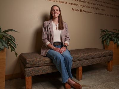 Lila Bennett sits in the UM Law School