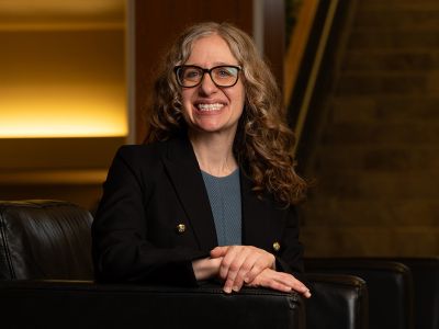 A picture of Jamey Stogsdill in the law school.