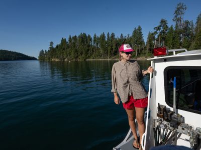 A picture of Grace Porges on the Jessie B research boat.