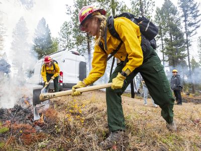 Gabi Neely works in Lubrecht Experimental Forest.