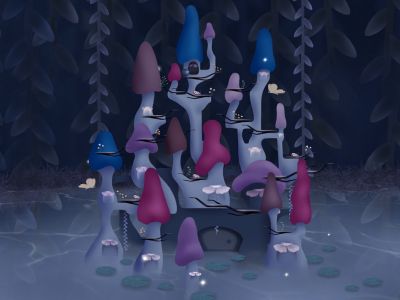 A video game village.