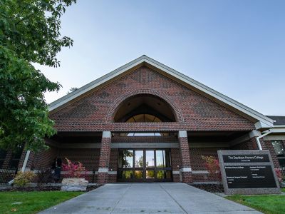 An image of the outside of the Davidson Honors College building 