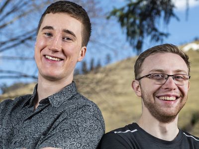 Two UM male students, pictured on campus. 