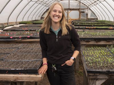 A picture of Zoe Transtrum at the PEAS Farm.