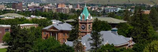 An arial scene of UM's rooftops 