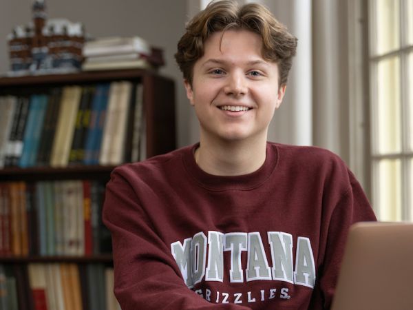 UM transfer student Joe Bentle smiles for the camera