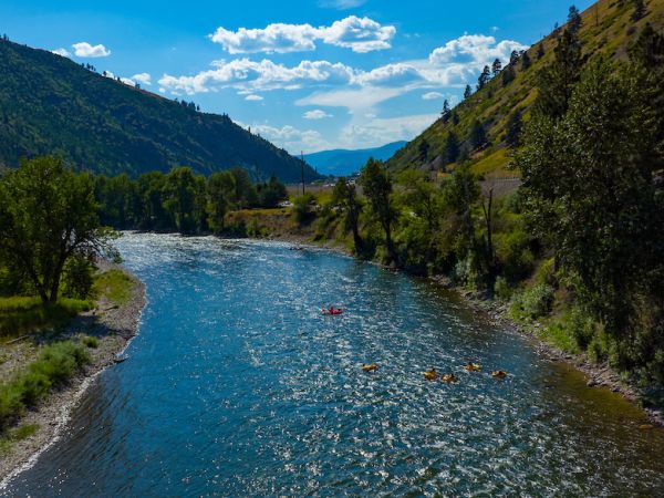 Students float the Clark Fork River in summer