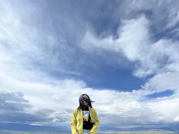 UM student Wendy Yeboah poses for a photo on a hike
