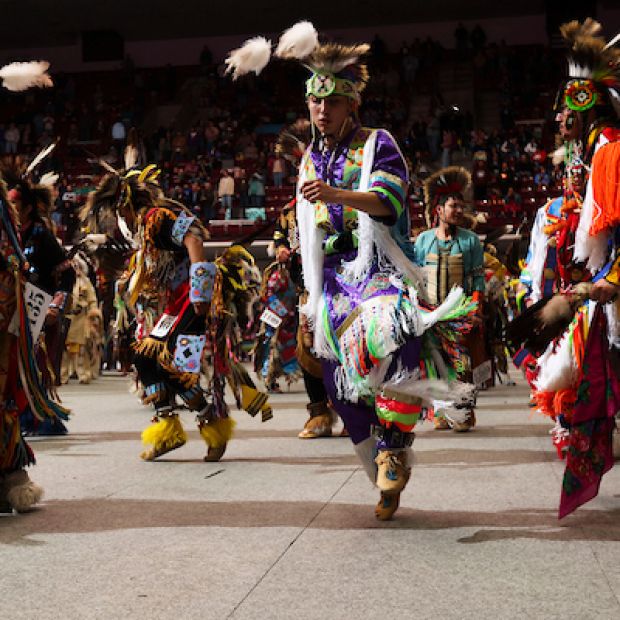 Dancers at the 2025 Kyiyo Powwow.