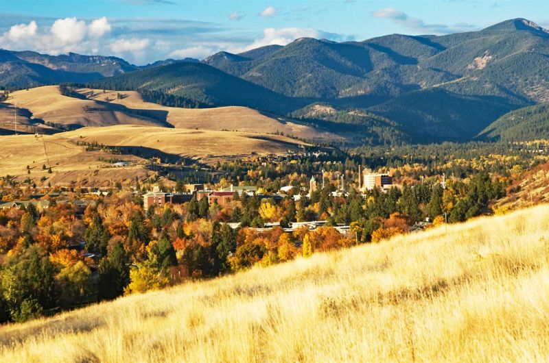 UM campus from hill in autumn