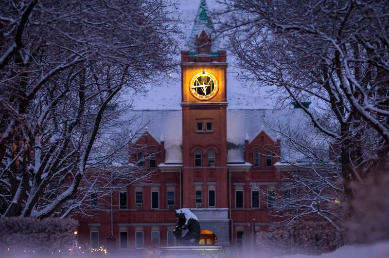 Main Hall covered in snow