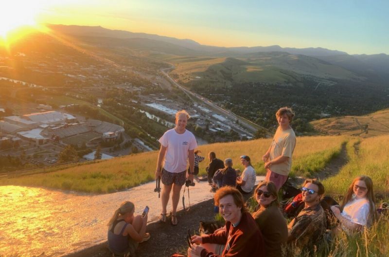 Schwanke participants  at the "M" on Mount Sentinel for sunset
