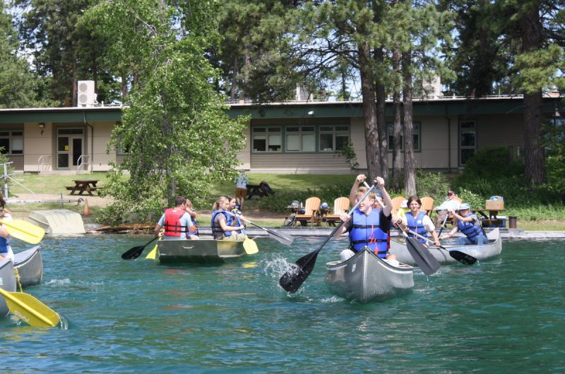 Schwanke participants canoeing on Flathead Lake